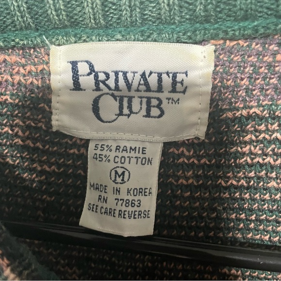 Private Club Green and Pink Patterned Sweater womens size medium - Picture 2 of 3